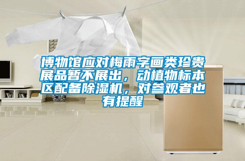 博物館應對梅雨字畫類珍貴展品暫不展出,動植物標本區配備除濕機,對參觀者也有提醒